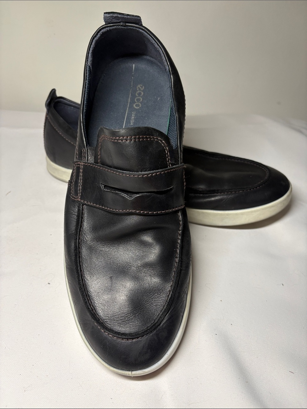 Ecco Black Leather Sport Loafer Size 44